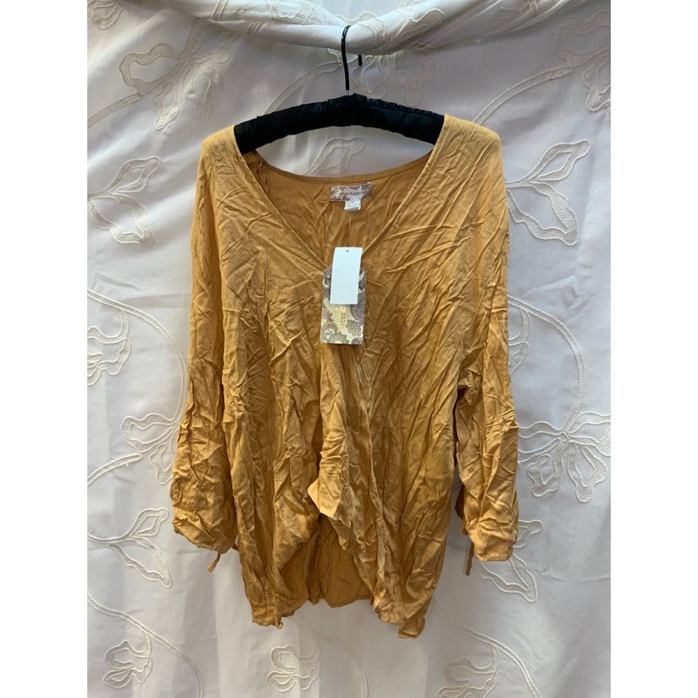 NWOT band of gypsies Yellow Long Sleeve tags removed for laundering Never worn